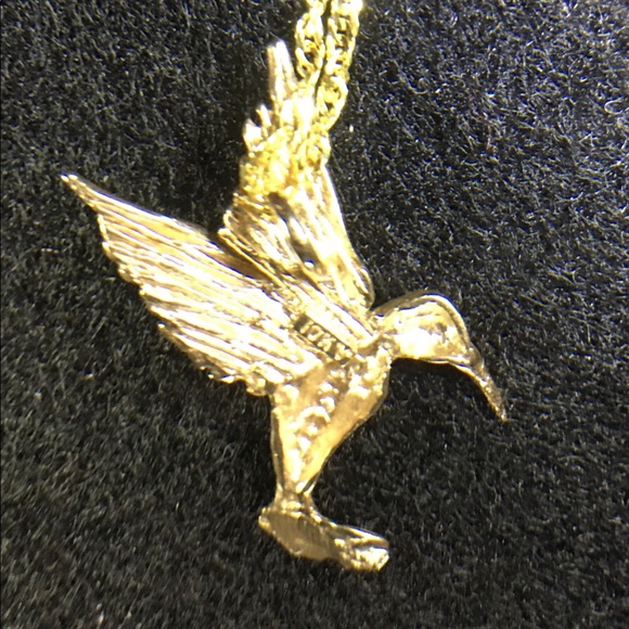Dainty Diamond Cut 10k Gold (Stamped) Humming Bird - Picture 4 of 5